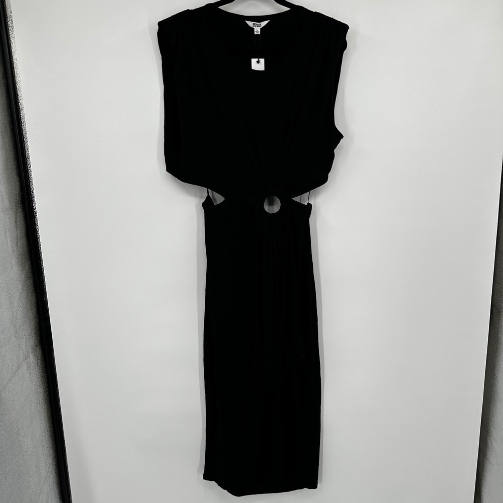 BB Dakota Steve Madden Black Cutout Ring Maxi Dress‎ Size Large Striking Bodycon